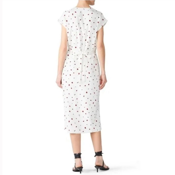 Chinti & Parker Strawberry Field Ana Midi Dress Short Sleeve V-Neck Tie Waist - Picture 2 of 16